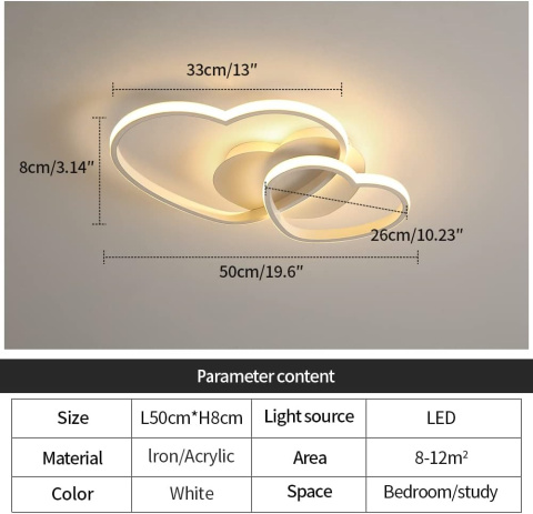 Riserva Lampa sufitowa serca LED, ściemniana z pilote 50 cm 3000-6500K Riserva Lampa sufitowa serca LED, ściemniana z pilote 50 cm 3000-6500K