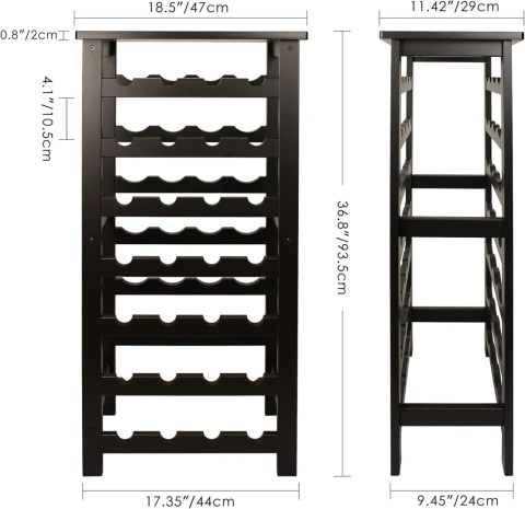 SMIBUY Bambusowy stojak na wino, 28 butelek z blatem, 7-poziomowe