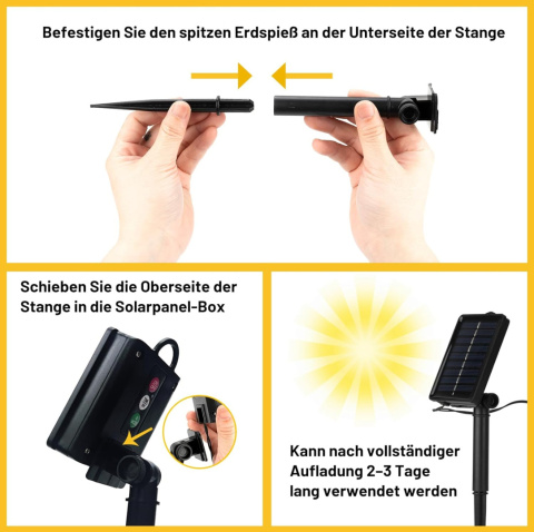 Solarny łańcuch świetlny girlanda 25m 50 diod LED cieply kolor zolty Solarny łańcuch świetlny girlanda 25m 50 diod LED cieply kolor zolty