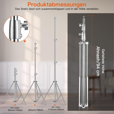 Statyw do lampy Soonpho Soporte De Luz 2,8 m stal nierdzewna do 10 kg Statyw do lampy Soonpho Soporte De Luz 2,8 m stal nierdzewna do 10 kg