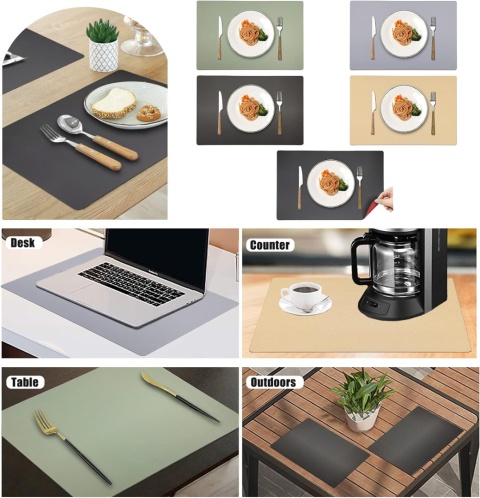 Zmywalne podkładki CALIYO, dwustronne 4 podkładki i 4 podstawki