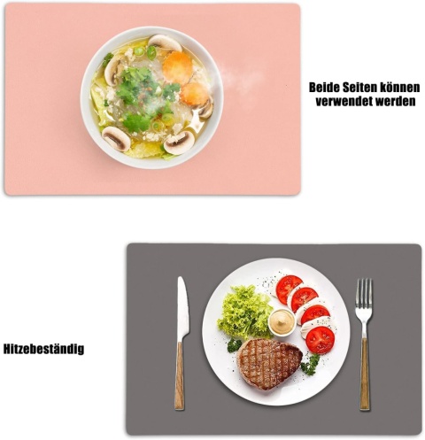 Zmywalne podkładki CALIYO, dwustronne 4 podkładki i 4 podstawki