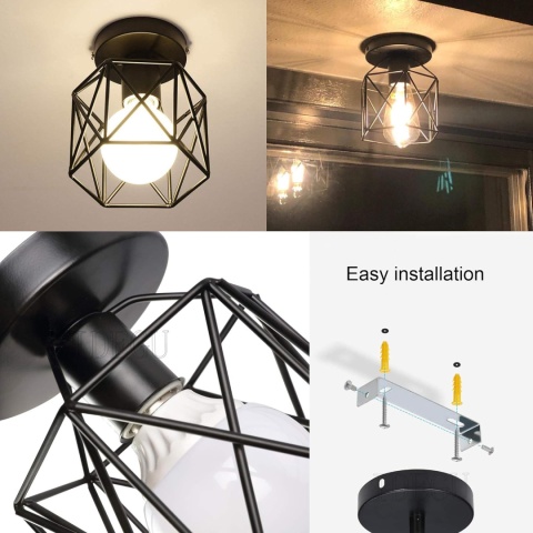 iDEGU Przemysłowa lampa sufitowa z metalu15 cm lampa E27, 2 sztuk