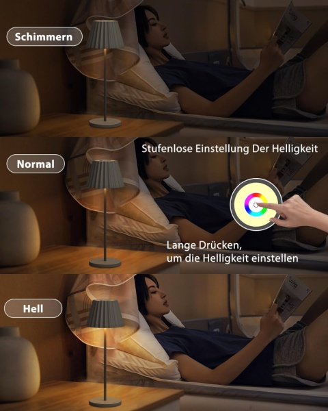 Bezprzewodowa lampa stołowa ze stacją ładującą, RGBW, ściemniana