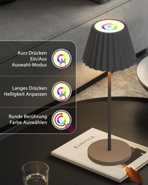 Bezprzewodowa lampa stołowa ze stacją ładującą, RGBW, ściemniana