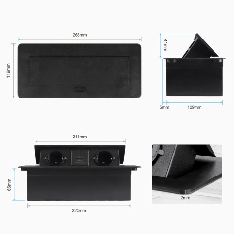CPROSP USB gniazdo stołowe wysuwana listwa 2 gniazda gniazdo 2 USB CPROSP USB gniazdo stołowe wysuwana listwa 2 gniazda gniazdo 2 USB