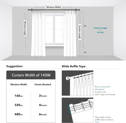 Deconovo Zasłony zaciemniające, termiczne 220 x 140 cm zestaw 2 sztuk