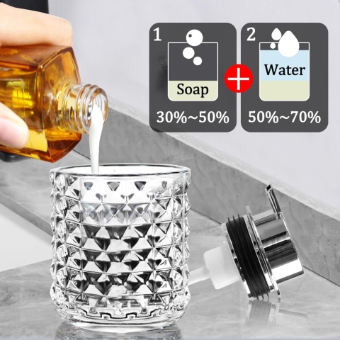 Dozownik mydła w piance, szklany dozownik mydła, 200 ml