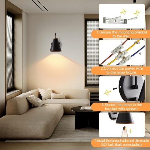 ENCOFT 2 x Vintage kinkiet wewnętrzny z możliwością przyciemniania