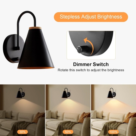 ENCOFT 2 x Vintage kinkiet wewnętrzny z możliwością przyciemniania