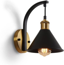 ENCOFT Kinkiet lampa industrialnaścienna retro E27 metalowa czarna
