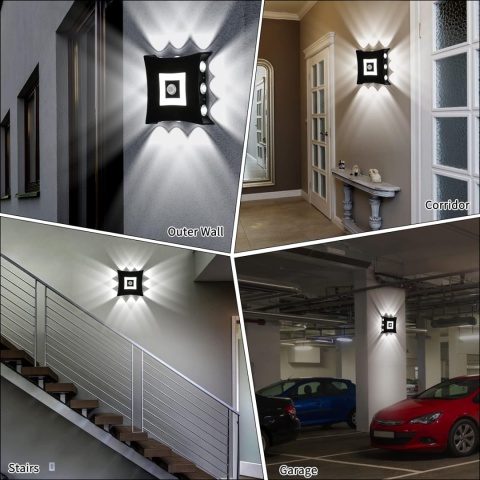 ENCOFT Lampa ścienna z czujnikiem ruchu, 18 W, kinkiet LED IP65 6000 K