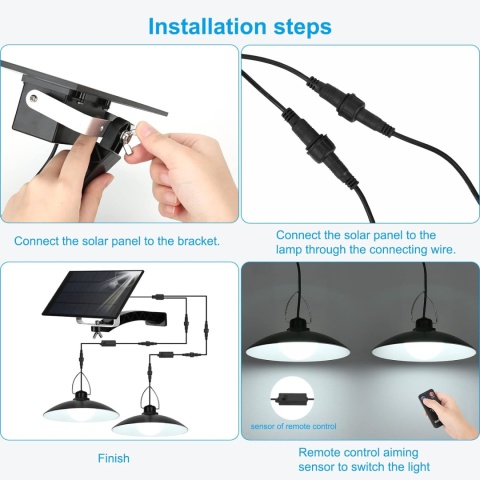 ENCOFT Lampy solarne do użytku na zewnątrz wisząca z pilotem IP65