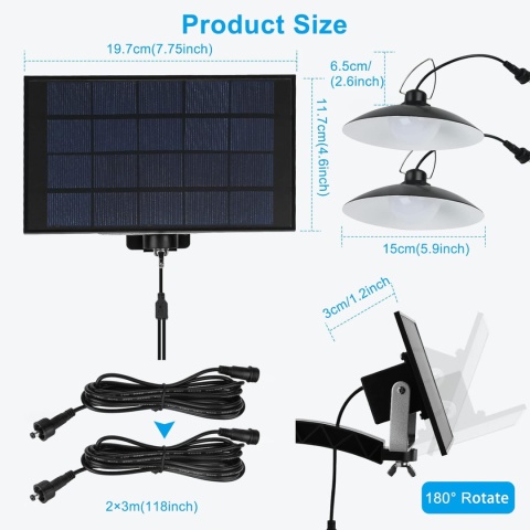 ENCOFT Lampy solarne do użytku na zewnątrz wisząca z pilotem IP65