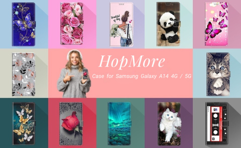 HopMore Etui na telefon komórkowy Samsung Galaxy A14 4G / 5G, skórzane HopMore Etui na telefon komórkowy Samsung Galaxy A14 4G / 5G, skórzane