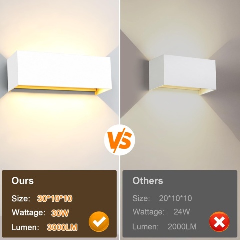 Kingwen Lampa ścienna LED 30 W, kinkiet regulowany 3000K 30 cm