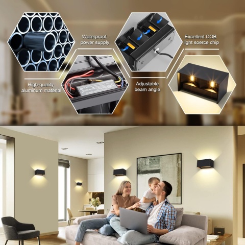 Kingwen Lampa ścienna LED do wewnątrz/na zewnątrz 20 W 3000 K LED