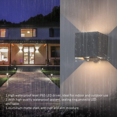 Klighten Cube lampa ścienna z czujnikiem ruchu, wodoszczelna IP65