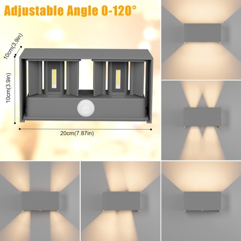 Klighten Lampa zewnętrzna 24 W z czujnikiem ruchu, IP65, 3000 K