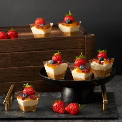 MATANA 100 Przezroczystych Mini Kubków Deserowych ze Złotym Brokatem na Desery 60ml