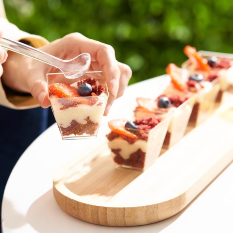 MATANA 100 Przezroczystych Mini Kubków Deserowych ze Złotym Brokatem na Desery 60ml