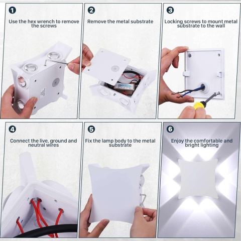 ENCOFT Lampa ścienna LED, do użytku na zewnątrz, do wnętrz, 8 W