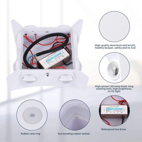 ENCOFT Lampa ścienna LED, do użytku na zewnątrz, do wnętrz, 8 W