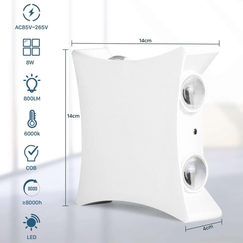 ENCOFT Lampa ścienna LED, do użytku na zewnątrz, do wnętrz, 8 W