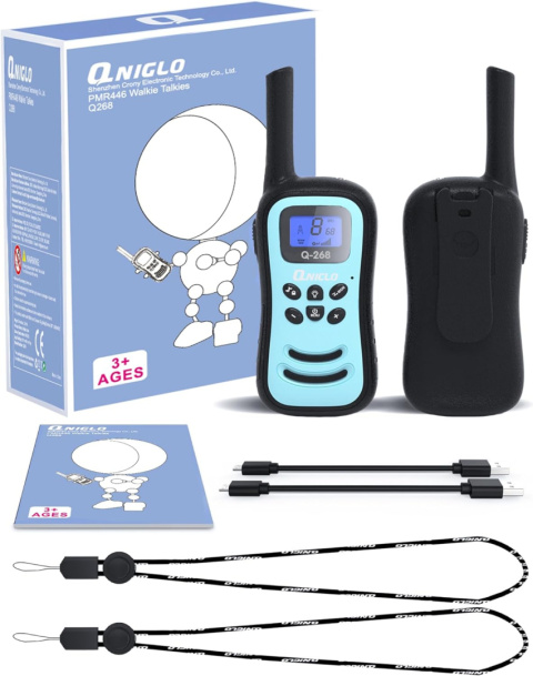 QNIGLO Q268 Walkie Talkie dla dzieci, duży zasięg z latarką LED 2 szt QNIGLO Q268 Walkie Talkie dla dzieci, duży zasięg z latarką LED 2 szt