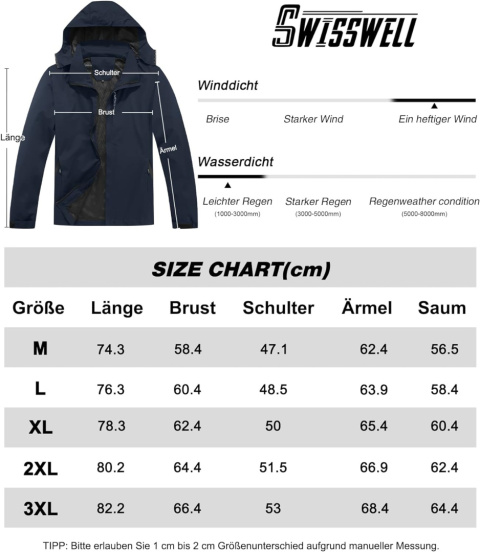SwissWell Męska kurtka softshellowa, wodoodporna rozmiar M SwissWell Męska kurtka softshellowa, wodoodporna rozmiar M