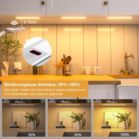 Wobsion Lampa do zabudowy ściemniana, z czujnikiem 30 cm x 3 sztuki