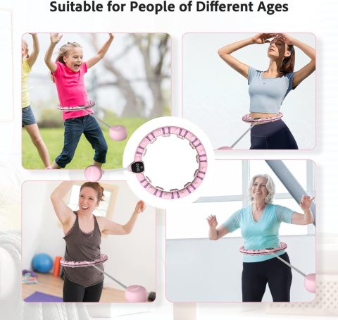 fitness hula hop dla dorosłych, inteligentne z timerem, regulowane