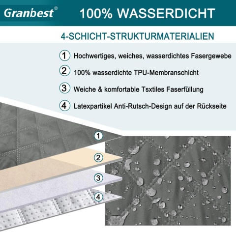 Granbest bardzo gruby pikowany 3-osobowy pokrowiec na sofę