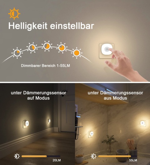Lyridz Lampka nocna z czujnikiem zmierzchu pilot możliwość ściemniania Lyridz Lampka nocna z czujnikiem zmierzchu pilot możliwość ściemniania