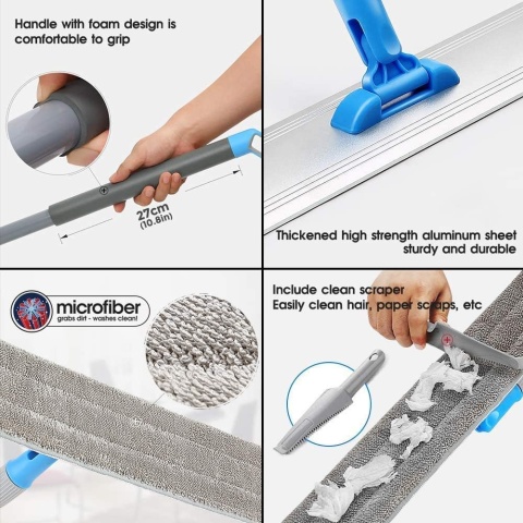 MASTERTOP Duży 60 cm płaski mop, z mikrofibry 4 nakładki Profesjonalny