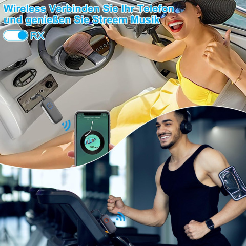 SANOTO Adapter Bluetooth, 2 w 1 AUX Bluetooth 5.3 adapter i odbiornik SANOTO Adapter Bluetooth, 2 w 1 AUX Bluetooth 5.3 adapter i odbiornik