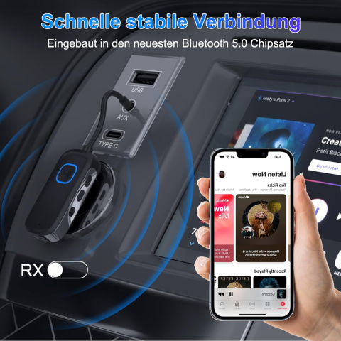 SANOTO Adapter Bluetooth, 2 w 1 AUX Bluetooth 5.3 adapter i odbiornik SANOTO Adapter Bluetooth, 2 w 1 AUX Bluetooth 5.3 adapter i odbiornik