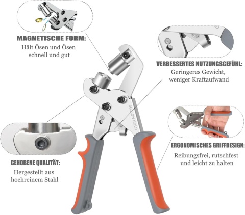 BILLION GOLD Zestaw szczypiec do oczek z 500 metalowymi oczkami 10 mm