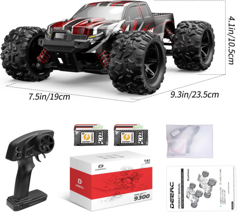 DEERC 9300 zdalnie sterowany samochód 1/18 RC 4WD 40 km/h, 2 baterie DEERC 9300 zdalnie sterowany samochód 1/18 RC 4WD 40 km/h, 2 baterie