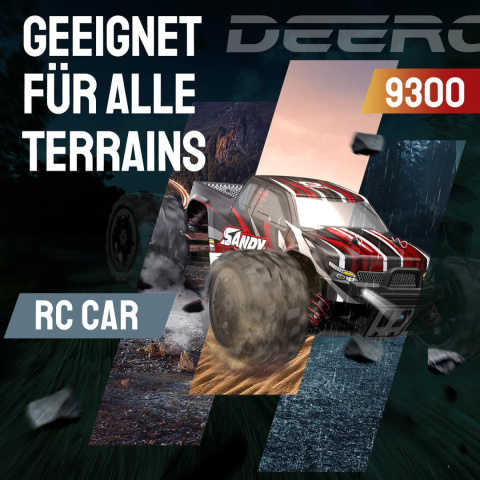 DEERC 9300 zdalnie sterowany samochód 1/18 RC 4WD 40 km/h, 2 baterie DEERC 9300 zdalnie sterowany samochód 1/18 RC 4WD 40 km/h, 2 baterie