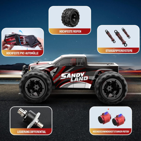 DEERC 9300 zdalnie sterowany samochód 1/18 RC 4WD 40 km/h, 2 baterie DEERC 9300 zdalnie sterowany samochód 1/18 RC 4WD 40 km/h, 2 baterie
