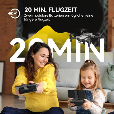 DEERC D20 Dron z kamerą HD 720P RC z transmisją FPV WiFi 2 akumulatory DEERC D20 Dron z kamerą HD 720P RC z transmisją FPV WiFi 2 akumulatory