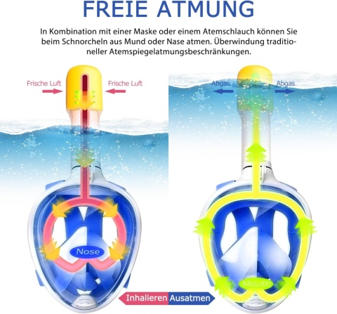 HINATAA Maska do nurkowania 180° z uchwytem na kamerę S/M