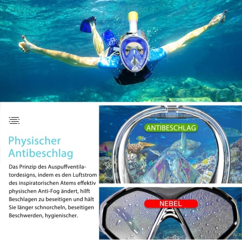 HINATAA Maska do nurkowania 180° z uchwytem na kamerę S/M