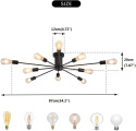 JIINOO Sputnik nowoczesna lampa sufitowa, 10 świateł XXL 87 cm