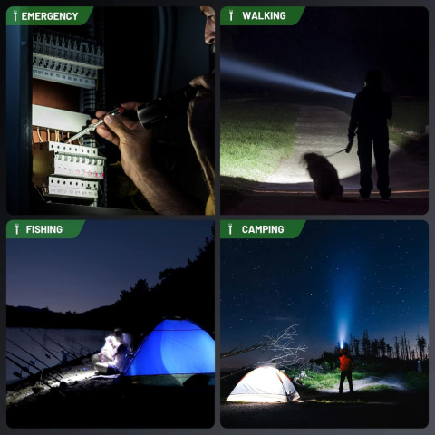 MOWETOO Latarka LED, taktyczna 3500 lumenów bateria lub USB MOWETOO Latarka LED, taktyczna 3500 lumenów bateria lub USB
