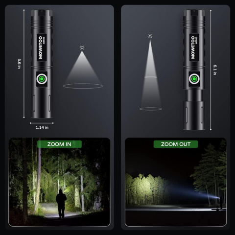 MOWETOO Latarka LED, taktyczna 3500 lumenów bateria lub USB MOWETOO Latarka LED, taktyczna 3500 lumenów bateria lub USB