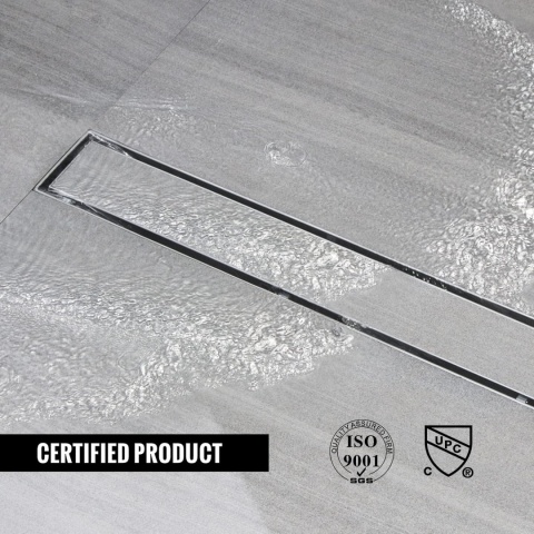 Sunrik 110 cm odpływ podłogowy ze stali nierdzewnej zestaw z syfonem