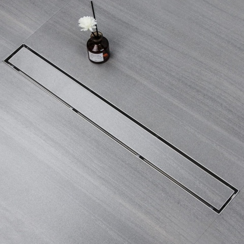 Sunrik 110 cm odpływ podłogowy ze stali nierdzewnej zestaw z syfonem