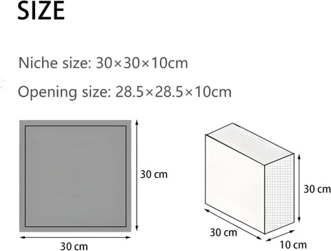 Sunrik Nisza prysznicowa ścienna, ze stali nierdzewnej 30 x 30 x 10 cm
